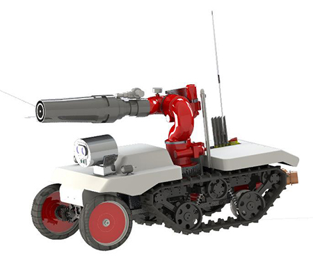 消防机器人代替消防员进入火灾现场